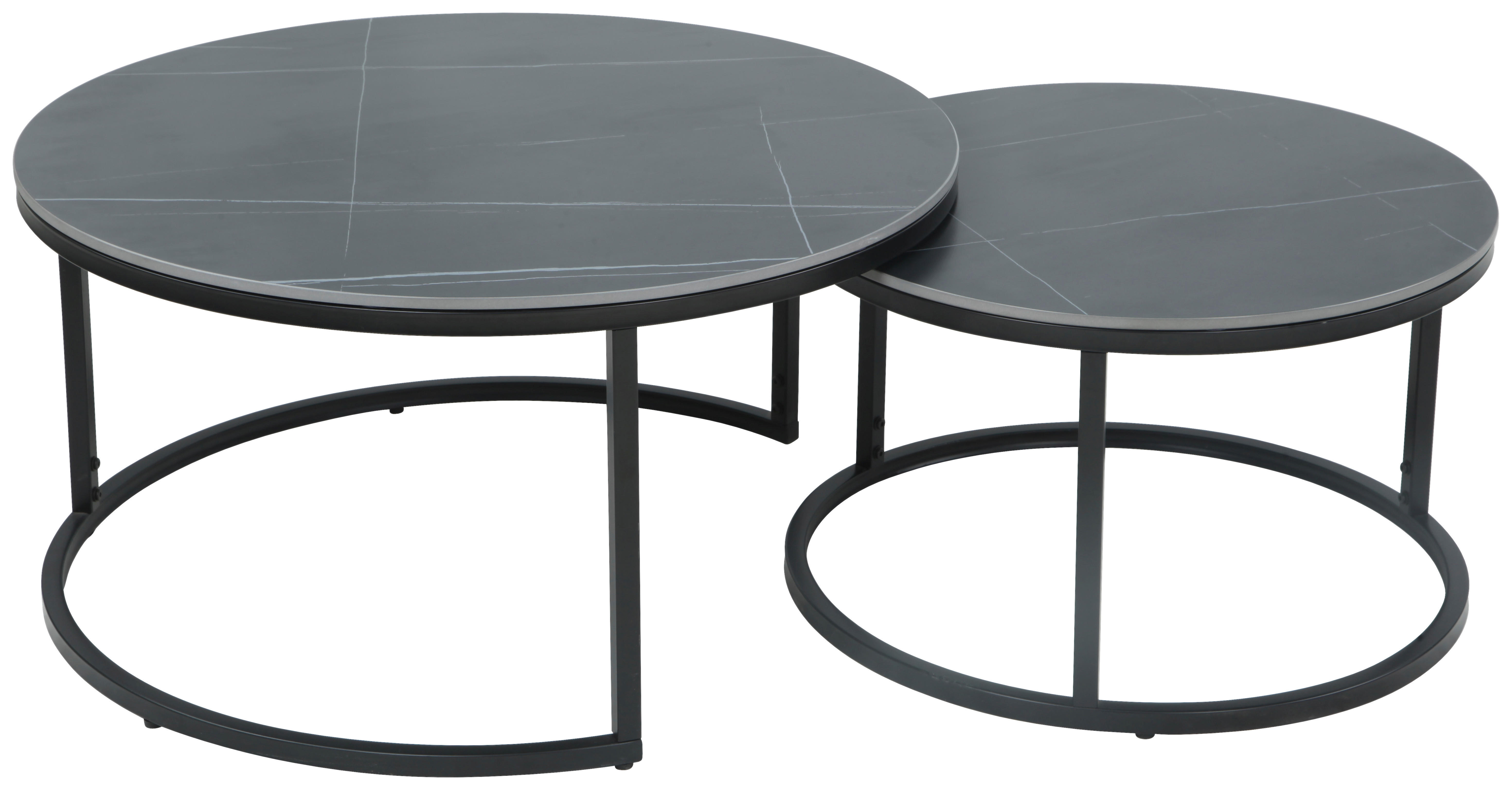 Couchtisch Luis II grau Marmoroptik schwarz H/D: ca. 41x80 cm Luis II - Marmoroptik/schwarz (80,00/41,00cm) - Hela