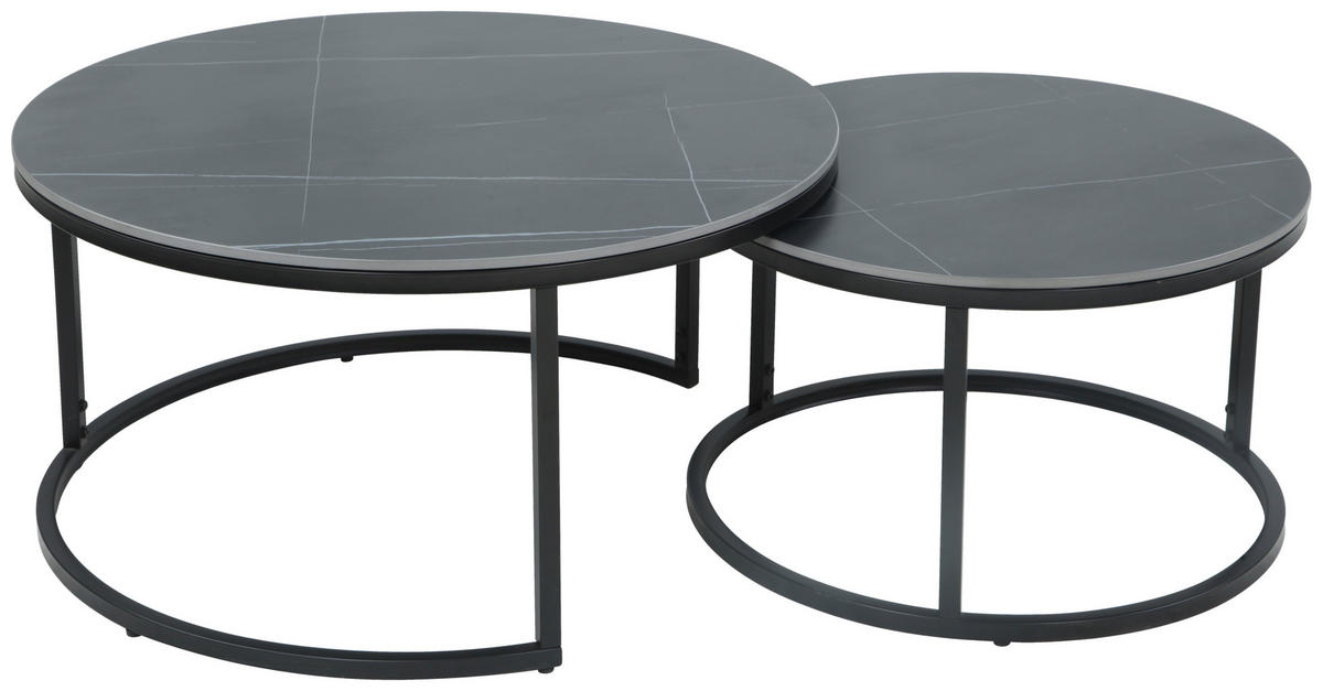 Couchtisch Luis II grau Marmoroptik schwarz H/D: ca. 41x80 cm Luis II - Marmoroptik/schwarz (80,00/41,00cm) - Hela