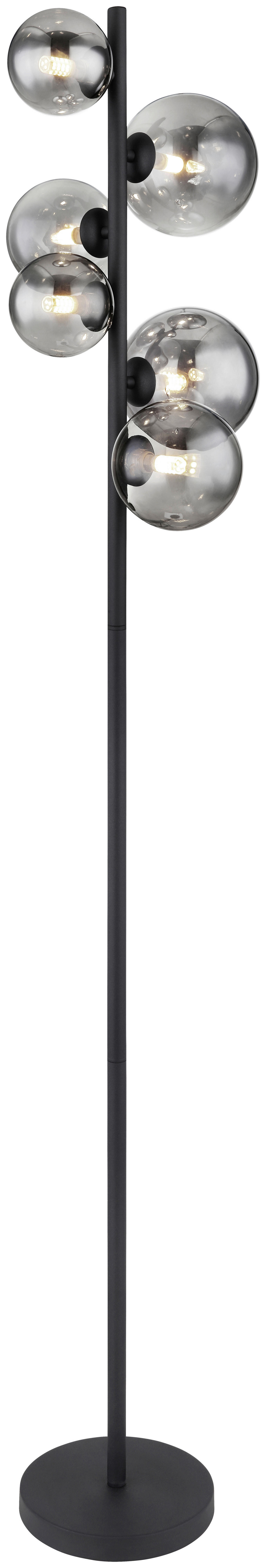 GLOBO Stehleuchte RIHA 56133-6S schwarz Metall Rauchglas H/D: ca. 155x28,5 cm 6 Brennstellen RIHA - schwarz (28,50/155,00cm) - GLOBO