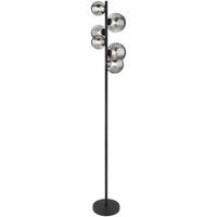 GLOBO Stehleuchte RIHA 56133-6S schwarz Metall Rauchglas H/D: ca. 155x28,5 cm 6 Brennstellen RIHA - schwarz (28,50/155,00cm) - GLOBO