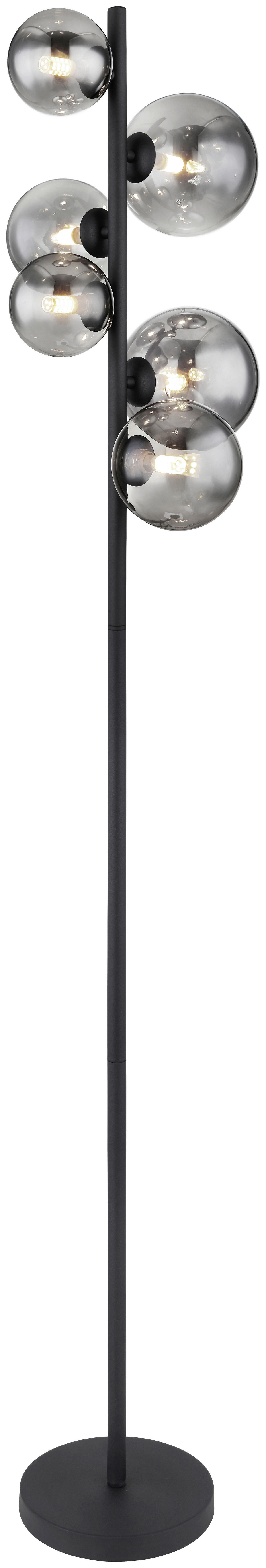 GLOBO Stehleuchte RIHA 56133-6S schwarz Metall Rauchglas H/D: ca. 155x28,5 cm 6 Brennstellen RIHA - schwarz (28,50/155,00cm) - GLOBO