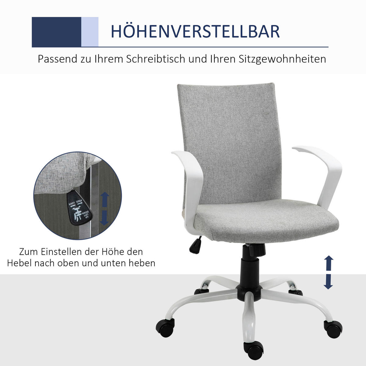 Drehstuhl 921-540LG grau 921-540LG - grau (61,00/89,00/61,00cm) - Vinsetto