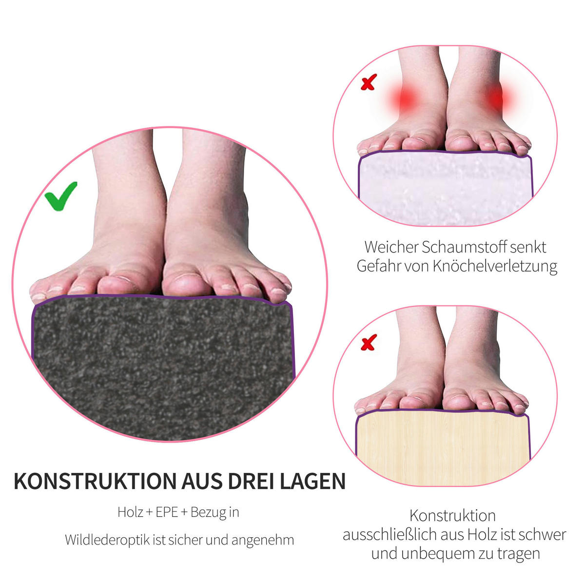 HOMCOM Schwebebalken violett Kiefer B/H/L: ca. 10x6,5x210 cm Schwebebalken - violett (210,00/10,00/6,50cm) - HOMCOM