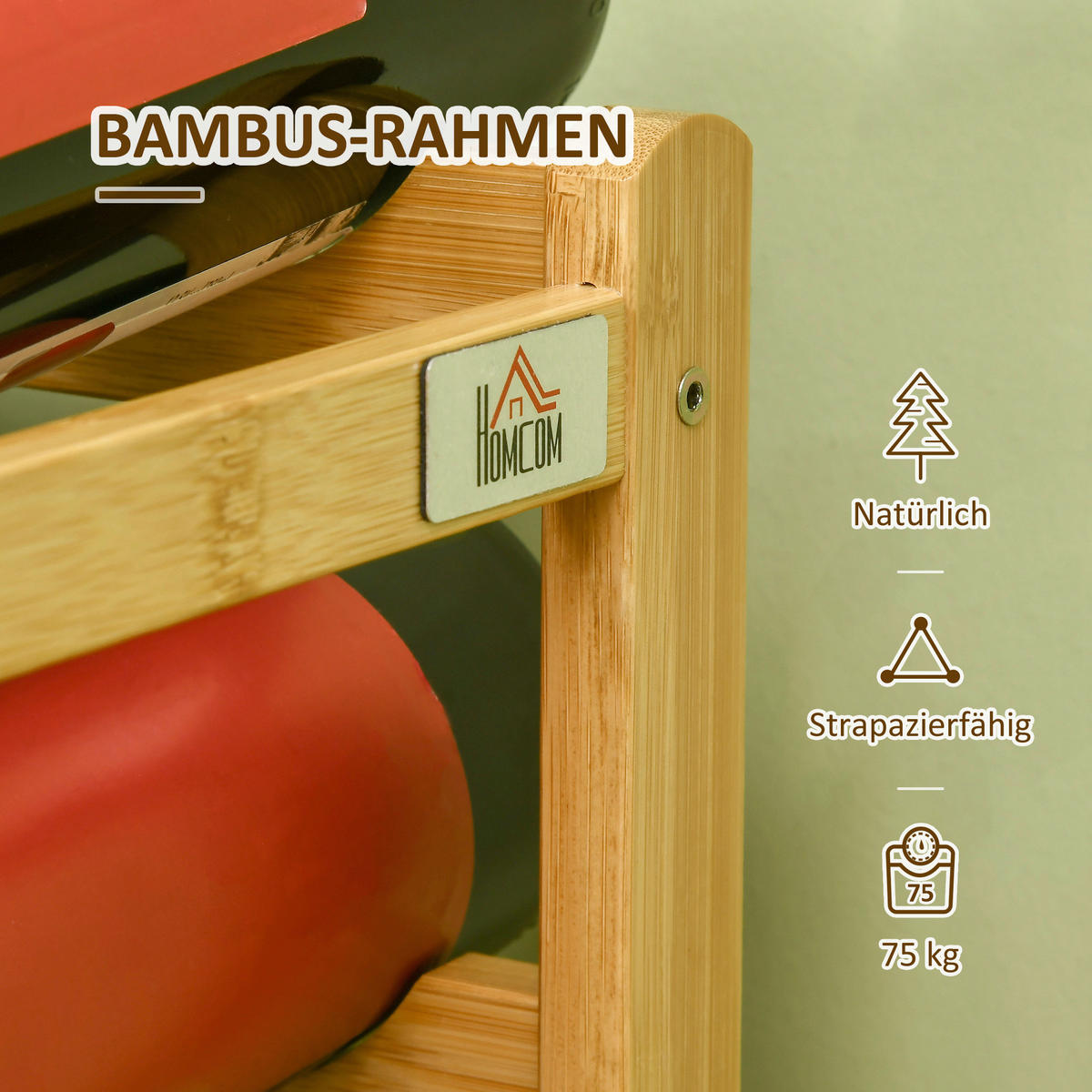 HOMCOM Weinregal natur Bambus B/H/L: ca. 23,5x43x38 cm Weinregal - natur (38,00/23,50/43,00cm) - HOMCOM