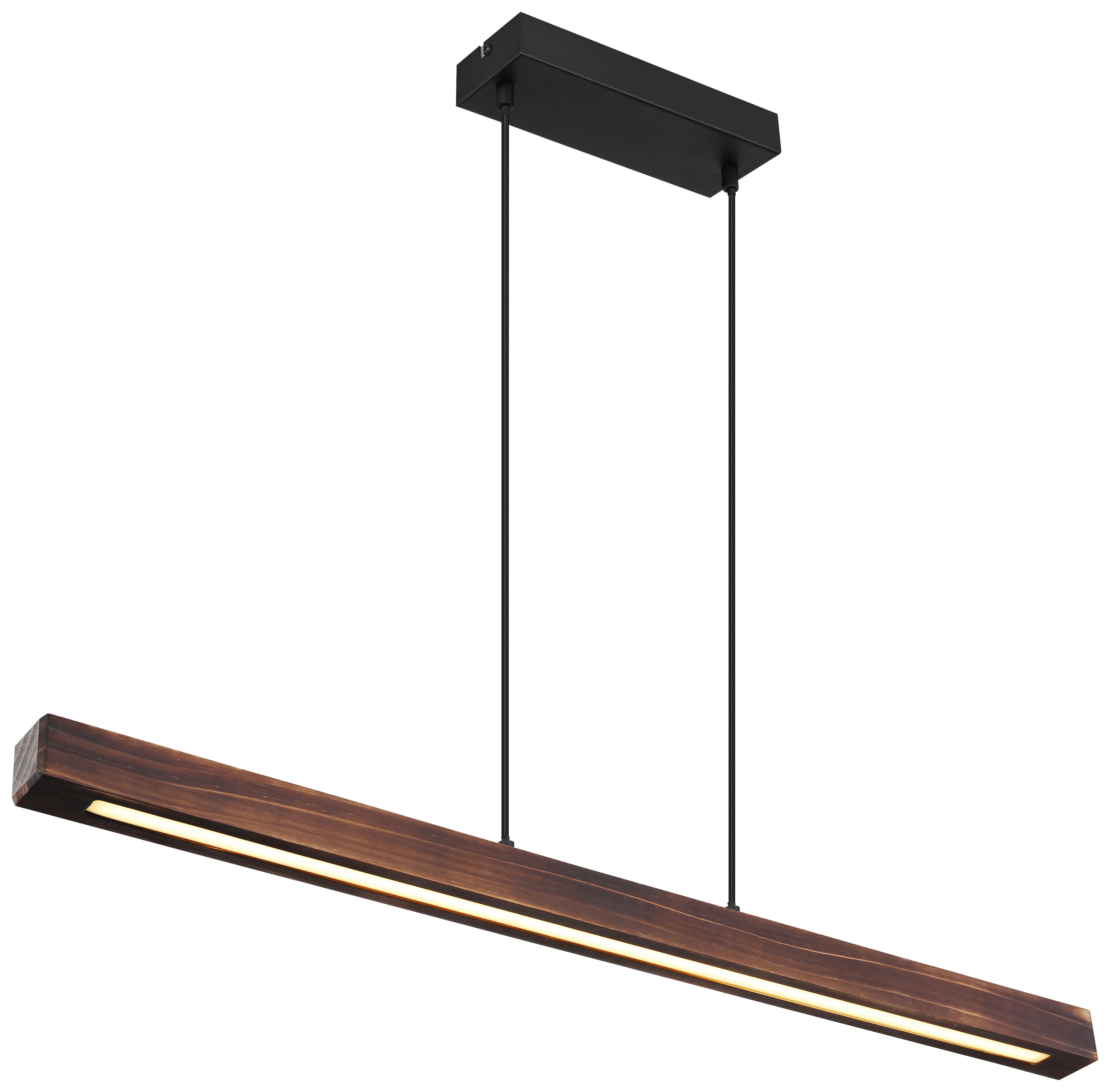 GLOBO LED-Pendelleuchte Tibeon 15536H schwarz natur Metall Kunststoff Holz B/H: ca. 90x120 cm Tibeon - natur/schwarz (90,00/120,00cm) - GLOBO