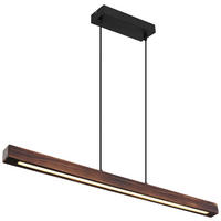GLOBO LED-Pendelleuchte Tibeon 15536H schwarz natur Metall Kunststoff Holz B/H: ca. 90x120 cm Tibeon - natur/schwarz (90,00/120,00cm) - GLOBO