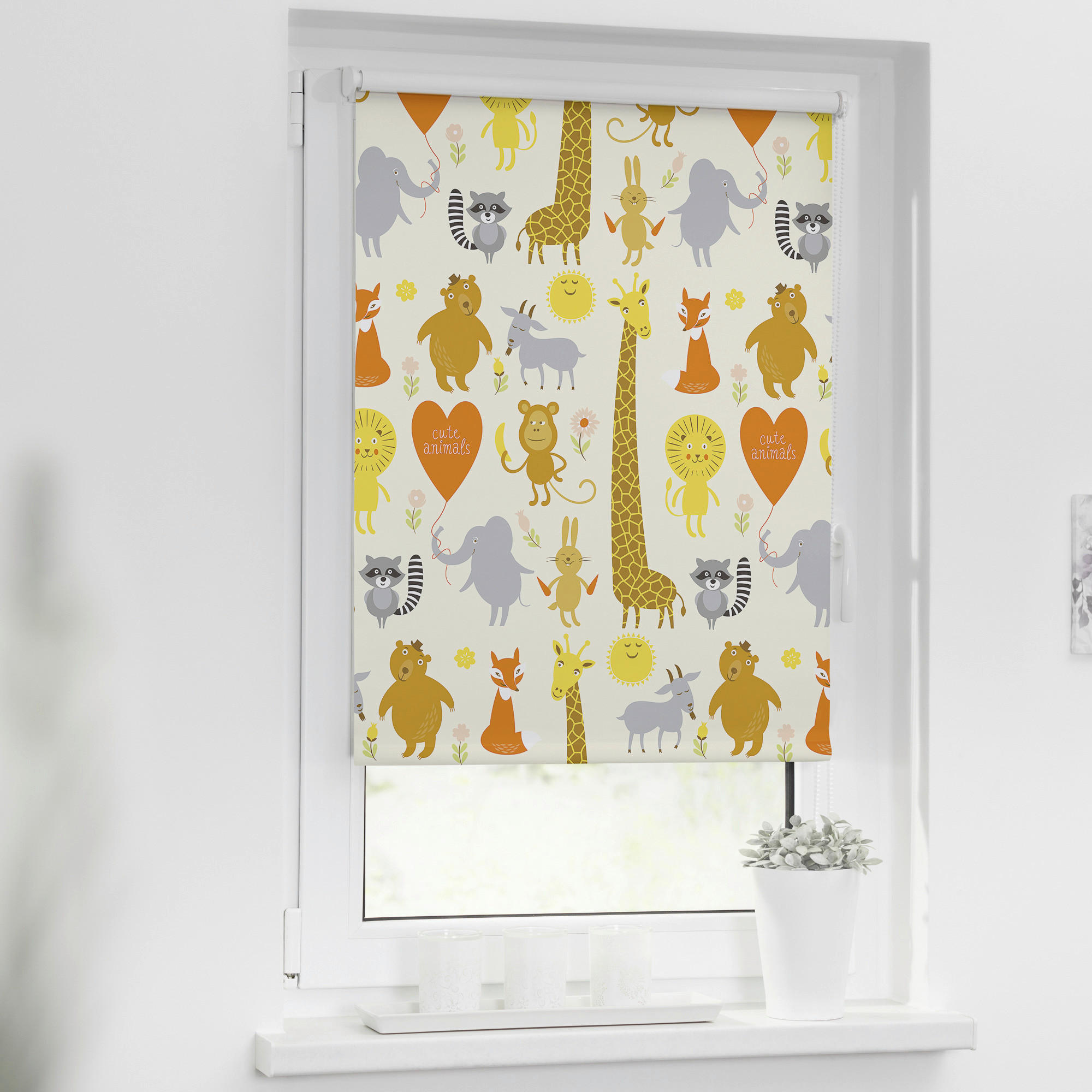 Verdunkelungsrollo Cute Animals gelb B/L: ca. 100x150 cm günstig online kaufen