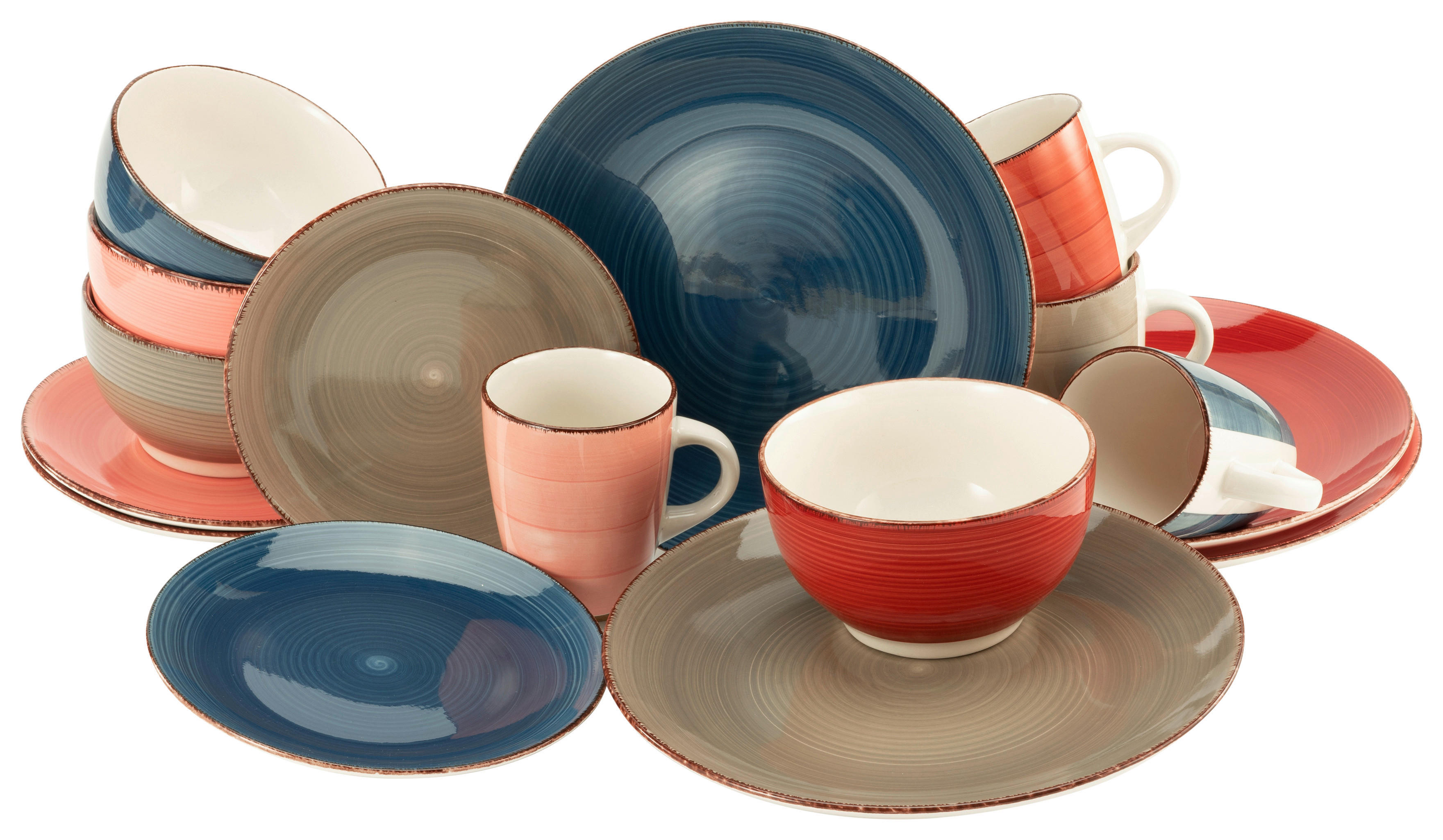 CreaTable Kombiservice Bella Casa COTTAGE rot Steingut Bella Casa COTTAGE - multicolor - CreaTable