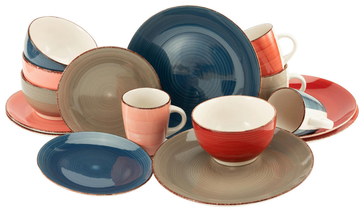 CreaTable Kombiservice Bella Casa COTTAGE rot Steingut Bella Casa COTTAGE - multicolor - CreaTable