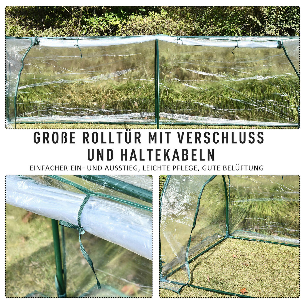 Outsunny Folientunnel B/H/L: ca. 100x80x250 cm Folientunnel 845-305 - grün/transparent (250,00/100,00/80,00cm) - Outsunny