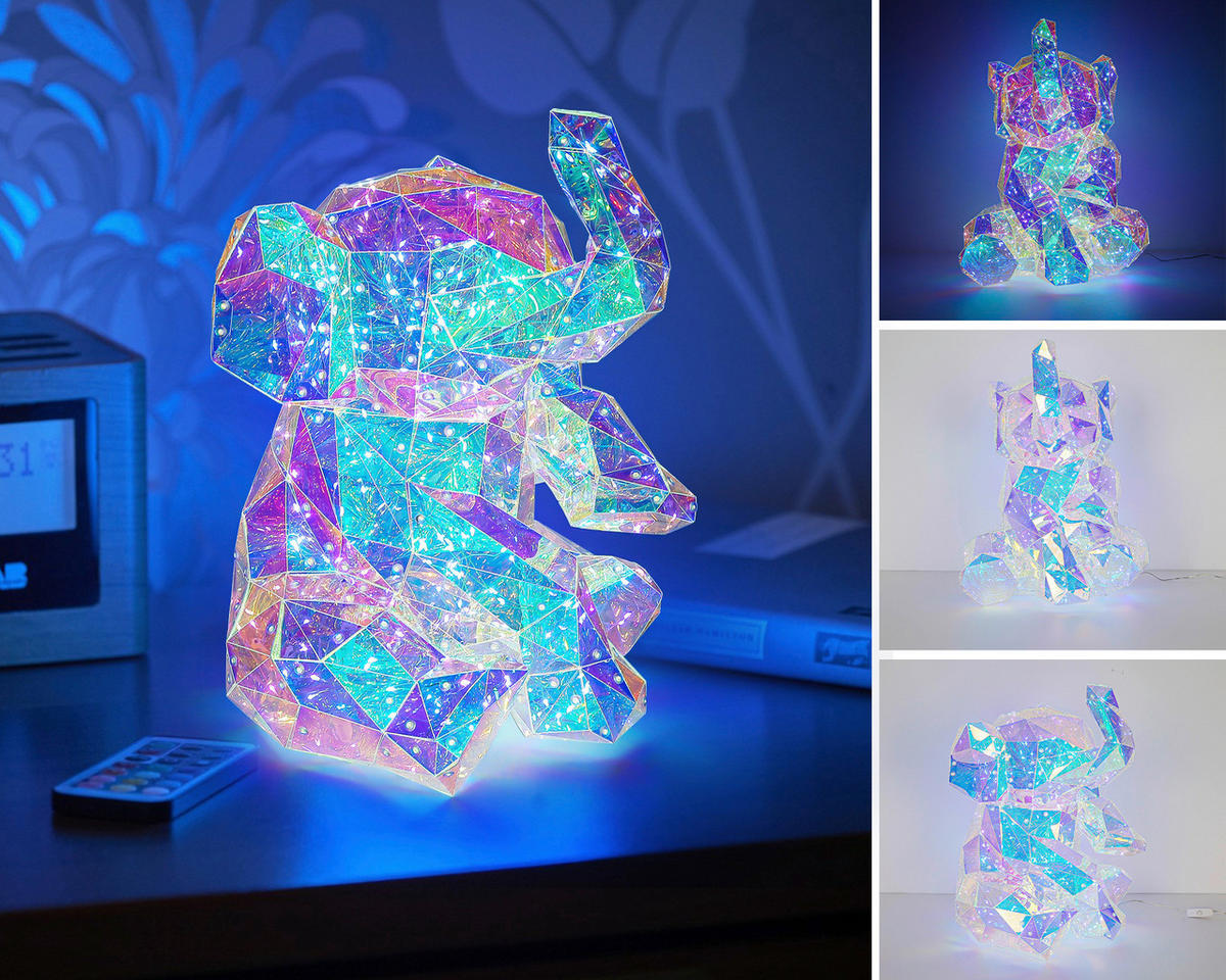 Nolo LED-Dekoleuchte transparent B/H/L: ca. 34x30x42 cm LED-Dekoleuchte_Elefant - transparent (42,00/34,00/30,00cm) - Nolo