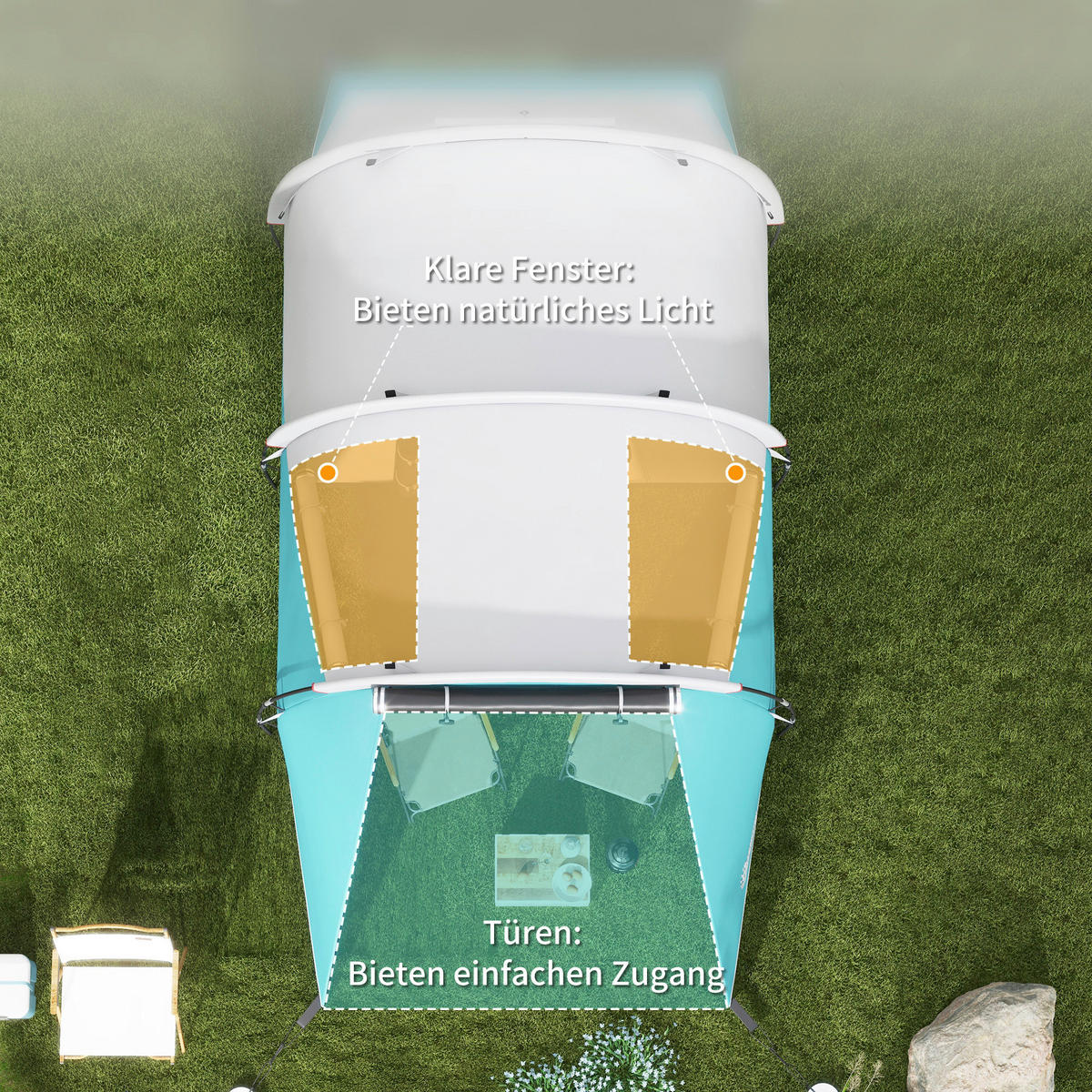 Outsunny Campingzelt B/H/L: ca. 260x190x460 cm Campingzelt - blau (460,00/260,00/190,00cm) - Outsunny