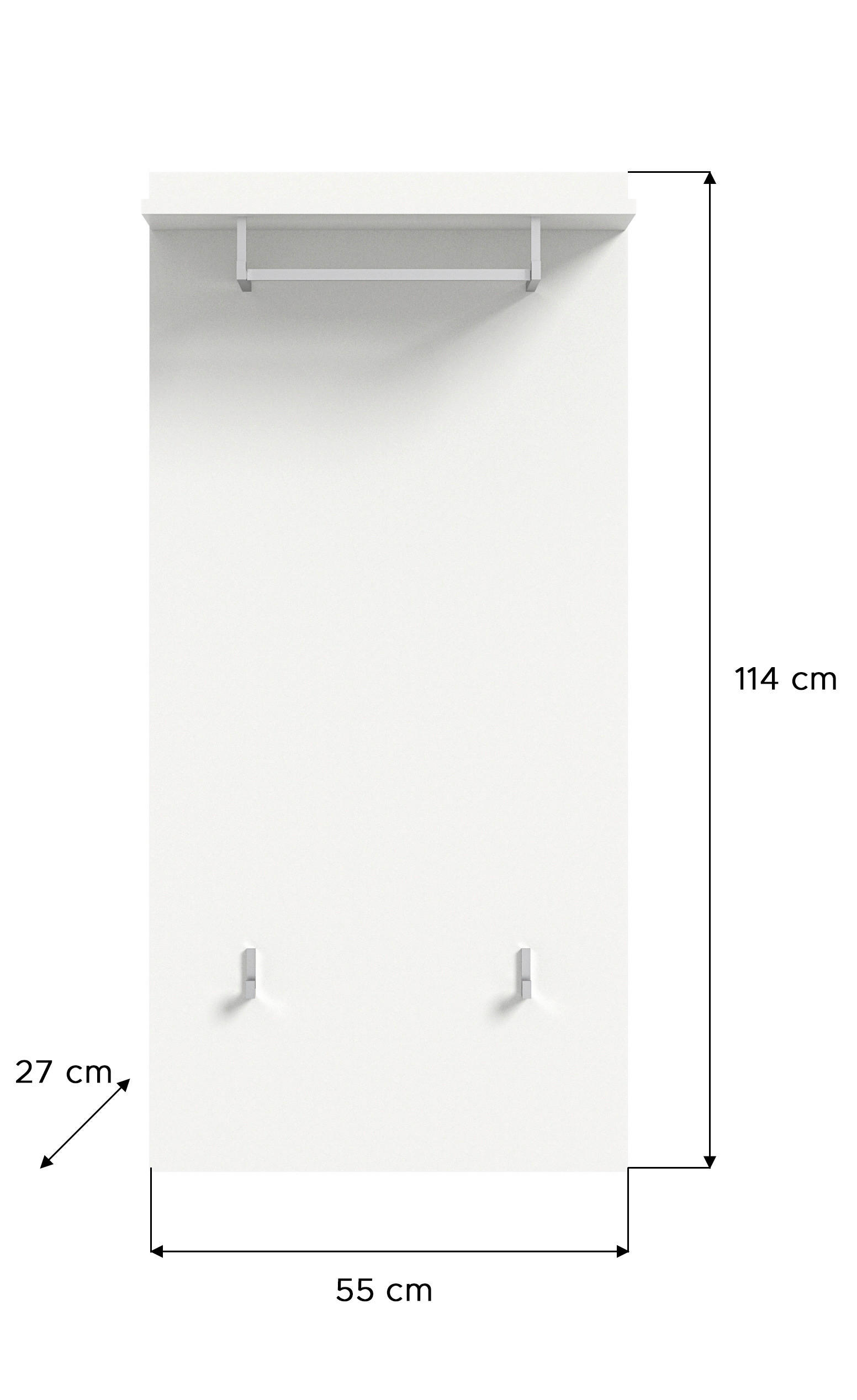 Garderobe PREGO weiß B/H/T: ca. 55x191x37 cm PREGO - weiß (55,00/191,00/37,00cm) - xonox.home