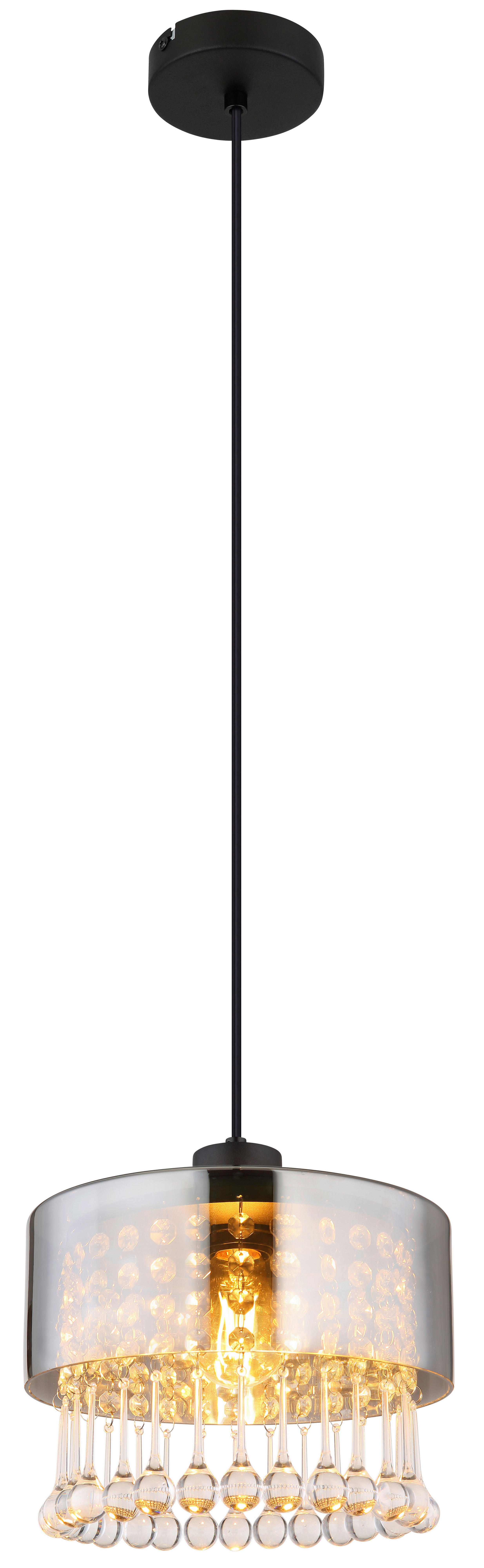 GLOBO Pendelleuchte schwarz klar Acryl Metall H/D: ca. 120x25 cm E27 1 Brennstellen HENDRY - klar/schwarz (25,00/120,00cm) - GLOBO