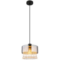 GLOBO Pendelleuchte schwarz klar Acryl Metall H/D: ca. 120x25 cm E27 1 Brennstellen HENDRY - klar/schwarz (25,00/120,00cm) - GLOBO