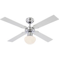 GLOBO Deckenventilator 330 weiß silber Chrom H/D: ca. 41x105 cm max. 60 W Deckenventilator_Champion - weiß/Chrom (105,00/41,00cm) - GLOBO