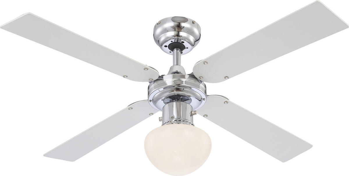 GLOBO Deckenventilator 330 weiß silber Chrom H/D: ca. 41x105 cm max. 60 W Deckenventilator_Champion - weiß/Chrom (105,00/41,00cm) - GLOBO