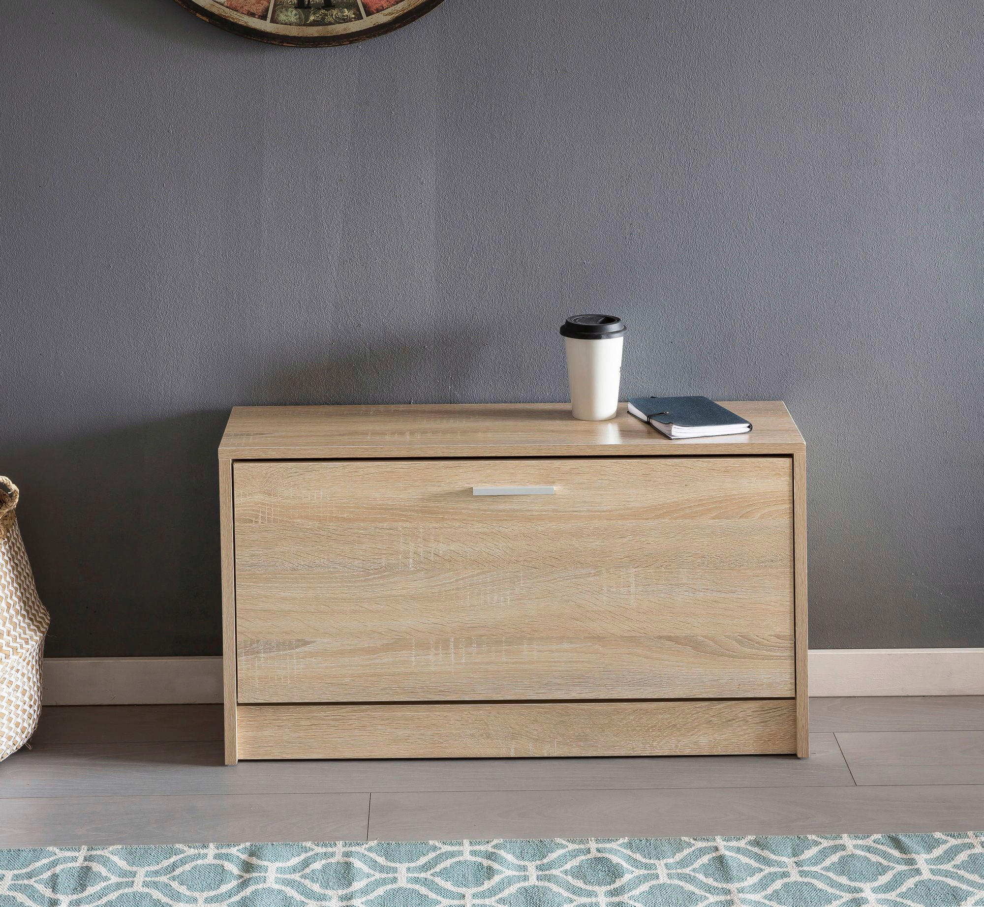 Schuhbank Eiche Sonoma Nachbildung B/H/T: ca. 80x47x24 cm Schuhbank - Eiche (80,00/47,00/24,00cm) - Wohnling