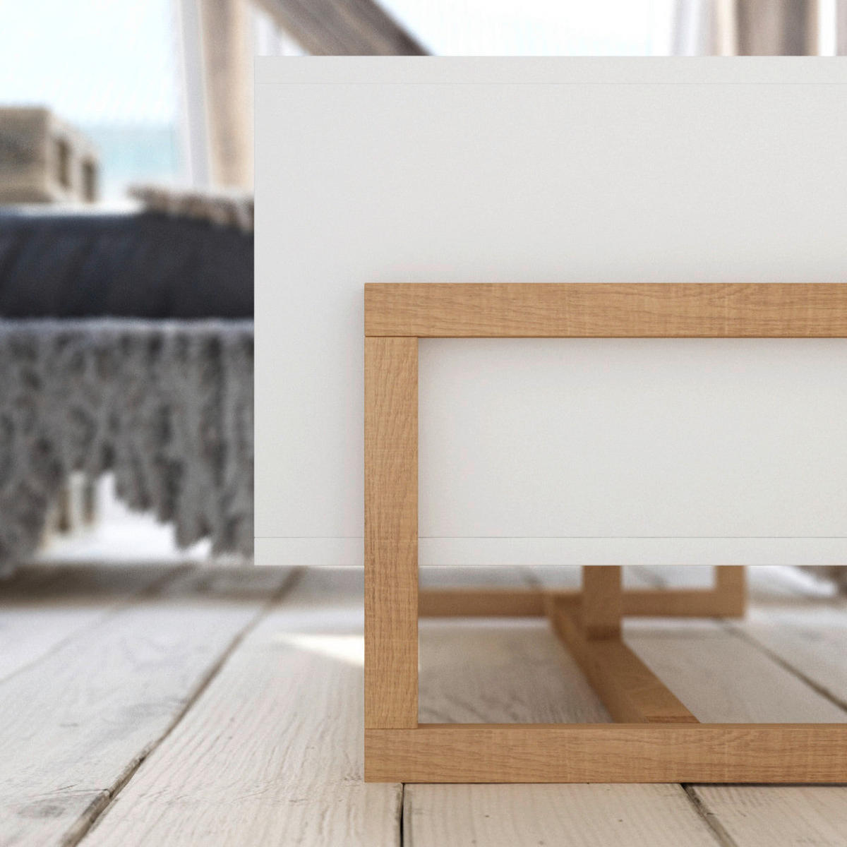 Couchtisch Oslo weiß matt Eiche Nachbildung B/H/T: ca. 119,2x41,3x50 cm Oslo - Eiche/weiß (119,20/41,30/50,00cm) - WIPMEB