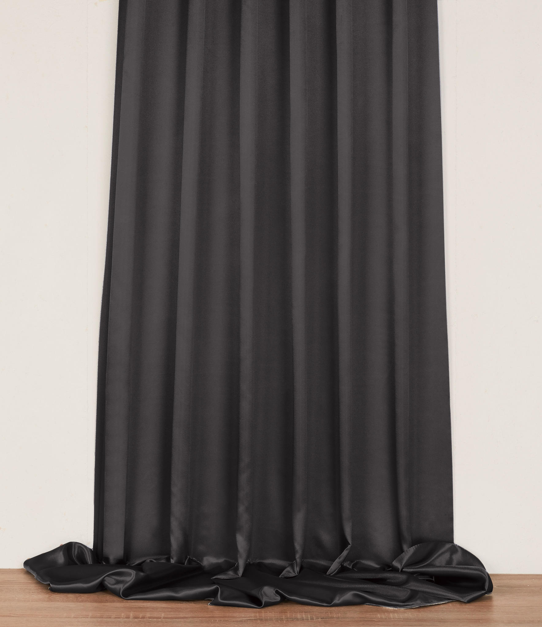 Dekostoff Satin schwarz B: ca. 145 cm Satin - schwarz (145,00cm)
