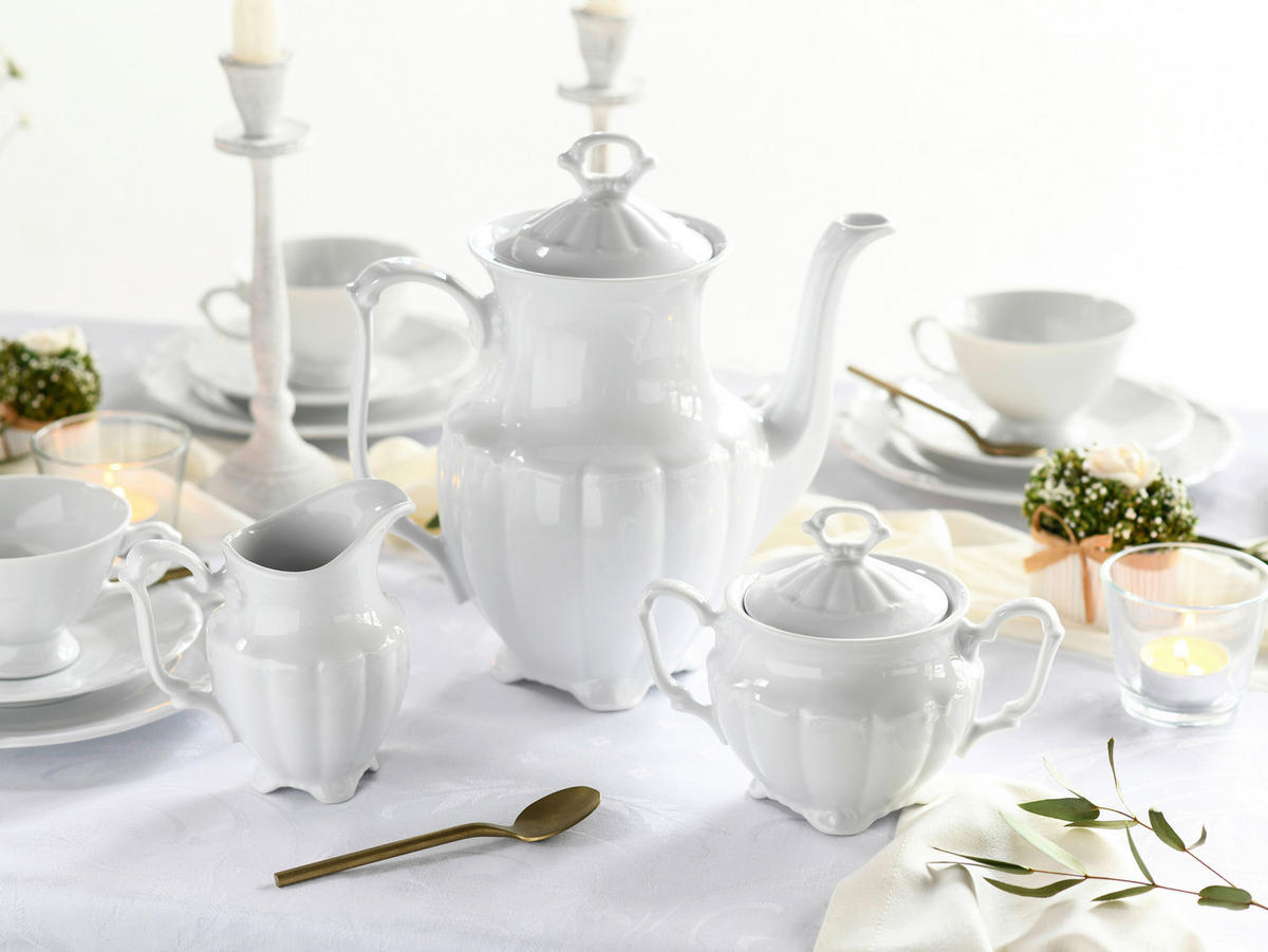 CreaTable Kaffee-Set Maria Theresia weiß Porzellan Maria Theresia - weiß - CreaTable