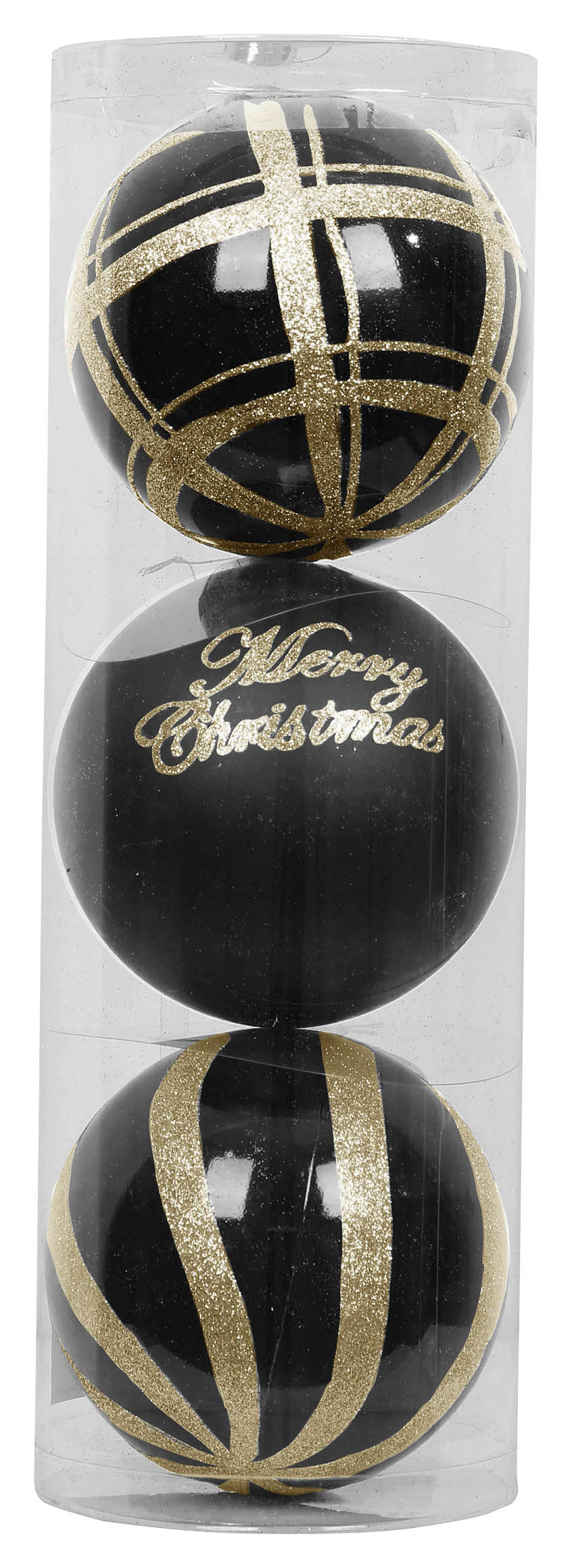 Weihnachtskugelset schwarz D: ca. 15 cm Weihnachtskugelset_3tlg. - gold/schwarz (15,00cm)