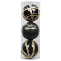 Weihnachtskugelset schwarz D: ca. 15 cm Weihnachtskugelset_3tlg. - gold/schwarz (15,00cm)
