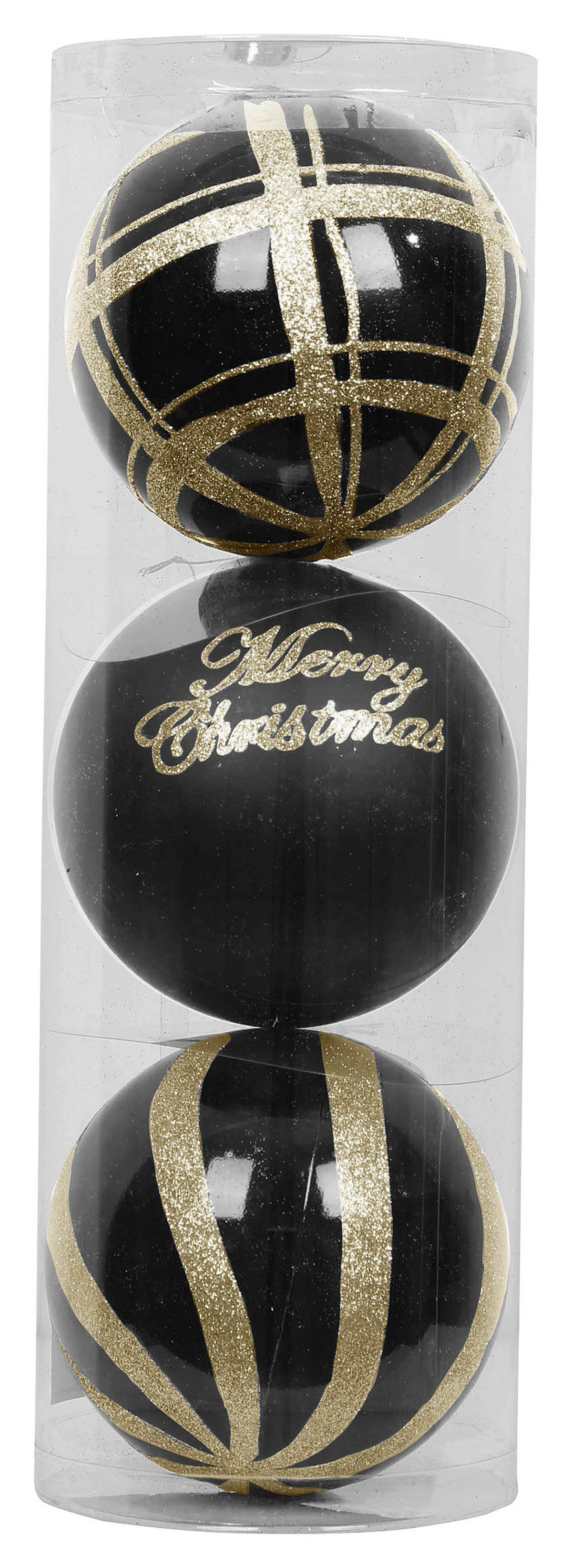 Weihnachtskugelset schwarz D: ca. 15 cm Weihnachtskugelset_3tlg. - gold/schwarz (15,00cm)