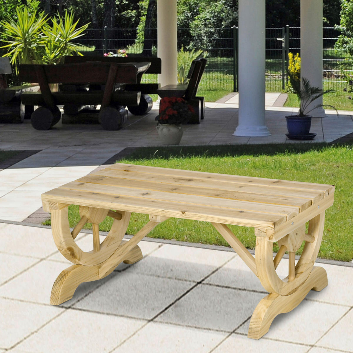Outsunny Sitzbank natur Holz B/H/L: ca. 50x40x98 cm Sitzbank - natur (98,00/50,00/40,00cm) - Outsunny