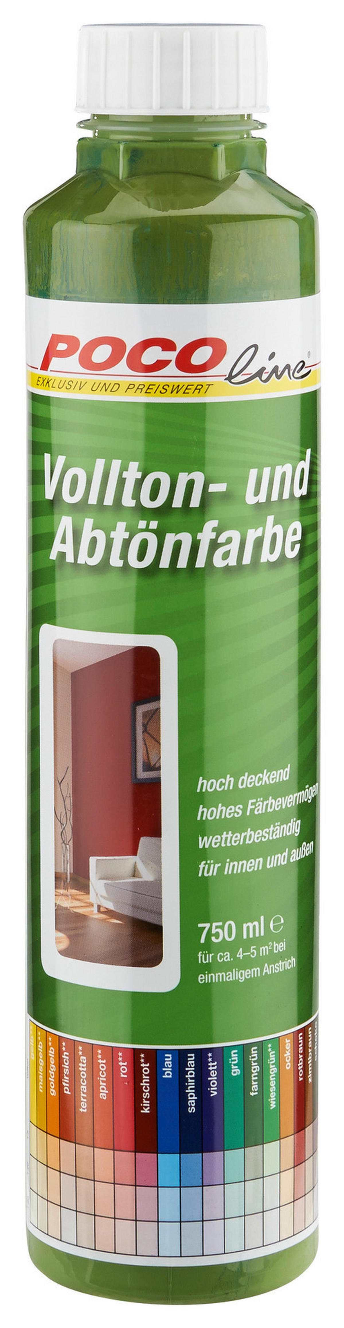 POCOline Vollton- und Abtönfarbe farngrün ca. 0,75 l Voll+Abtönfarbe 750ml farngrün - farngrün (750ml) - POCOline