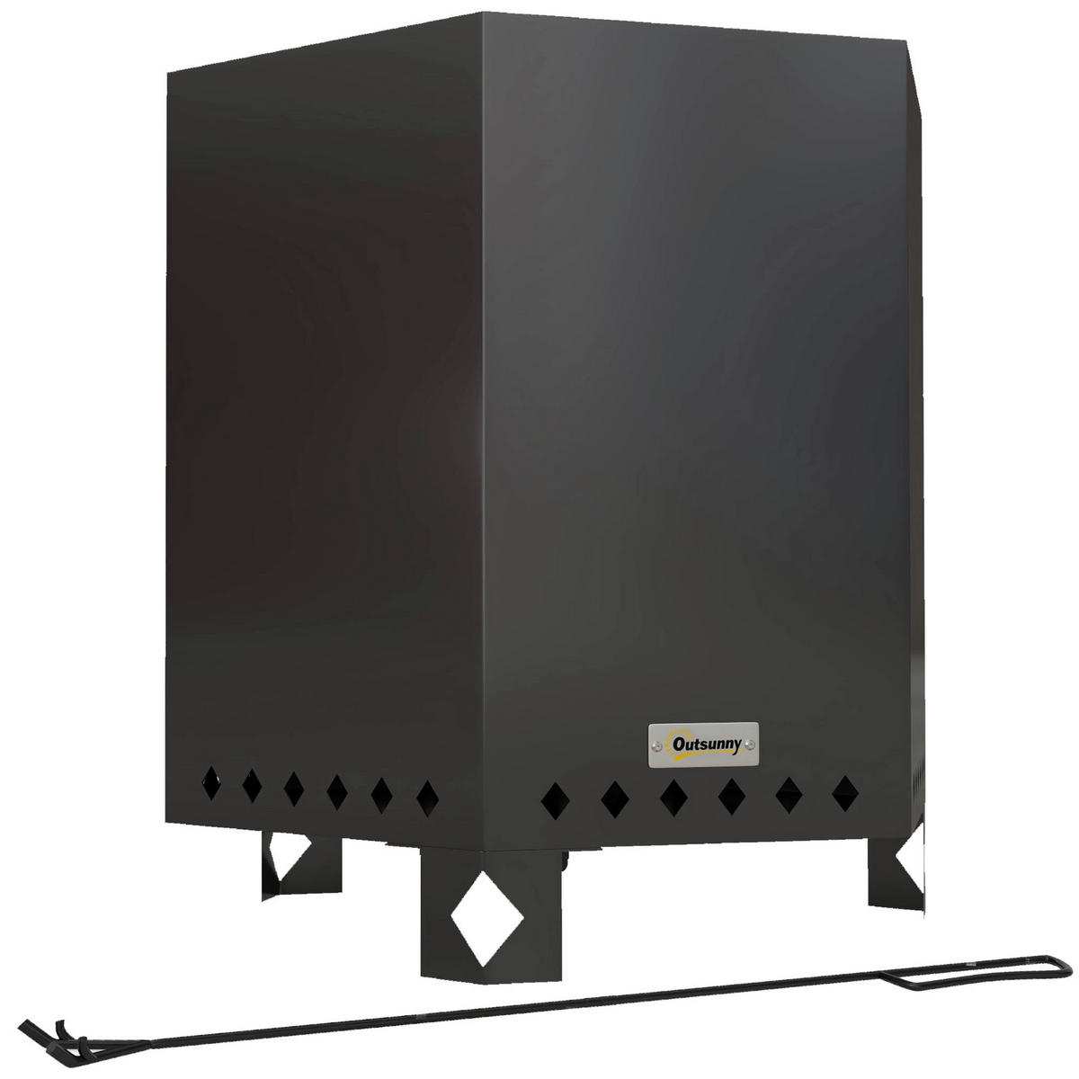 Outsunny Feuerschale schwarz Edelstahl B/H/L: ca. 38,8x46,5x45 cm Feuerschale - schwarz (45,00/38,80/46,50cm) - Outsunny
