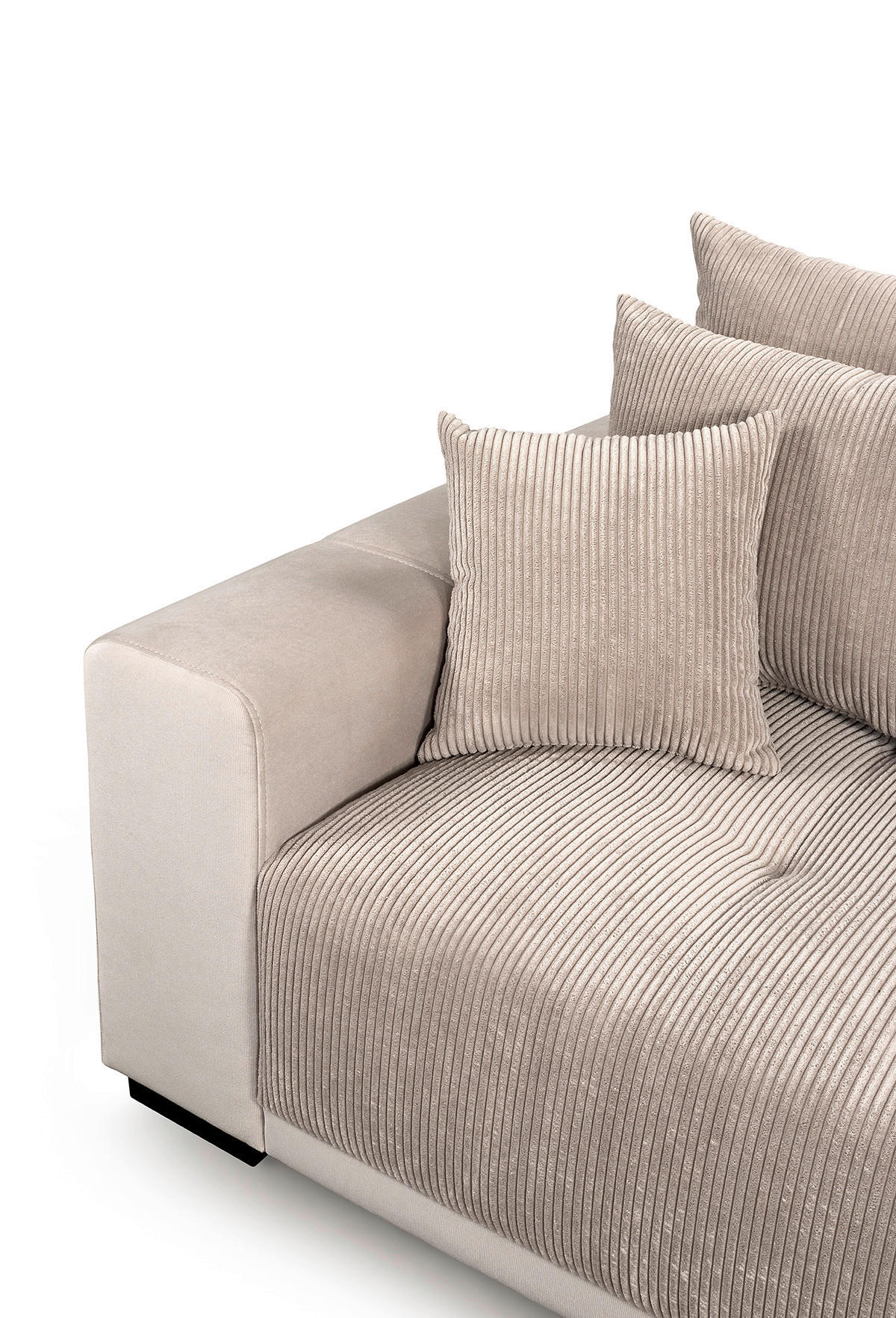 Big Sofa Xantia new 1 beige Velourstoff B/H/T: ca. 318x94x120 cm Xantia new 1 - beige/schwarz (318,00/94,00/120,00cm)