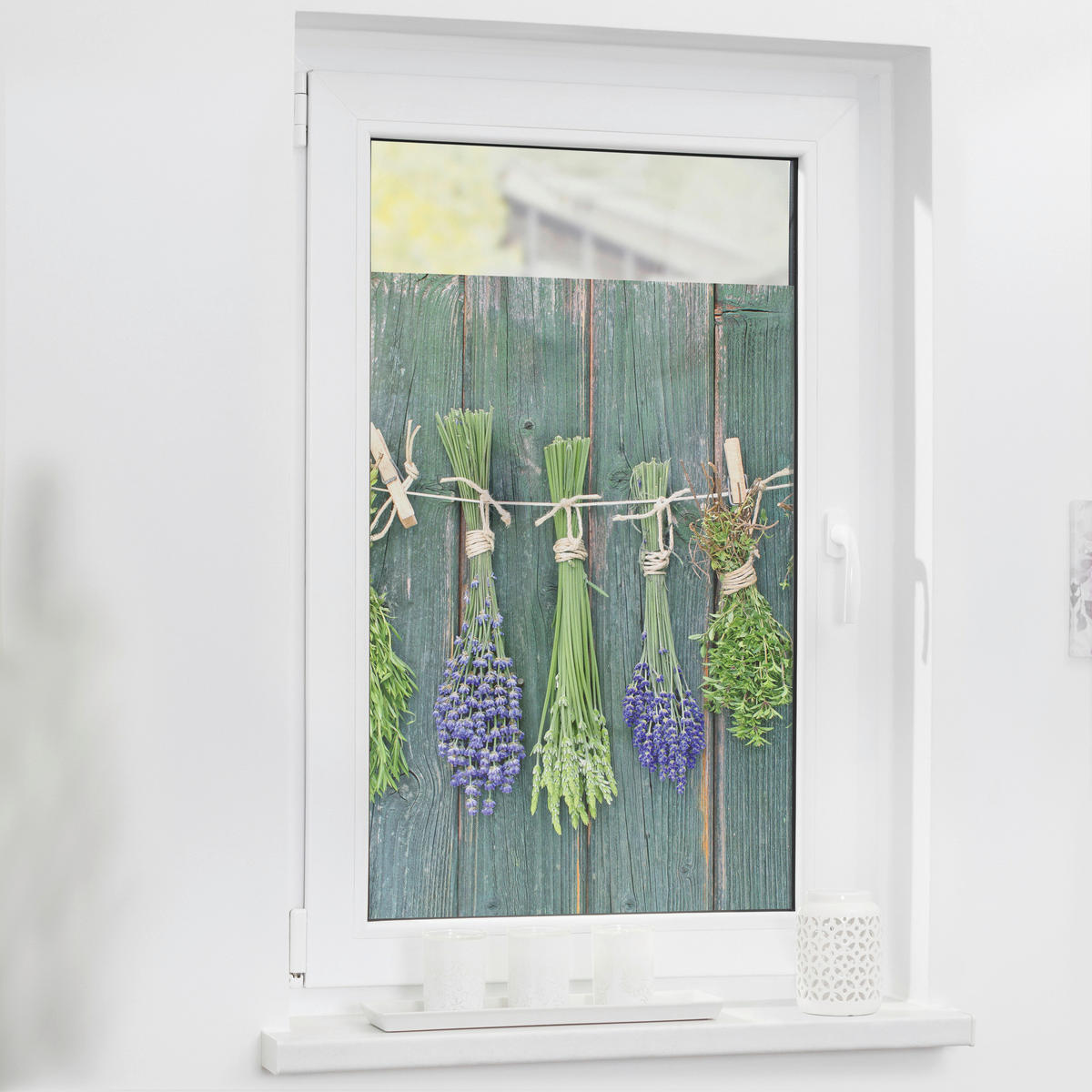 LICHTBLICK Fensterfolie Kräuter  Kräuter grün B/L: ca. 50x100 cm Kräuter - grün (50,00/100,00cm) - LICHTBLICK