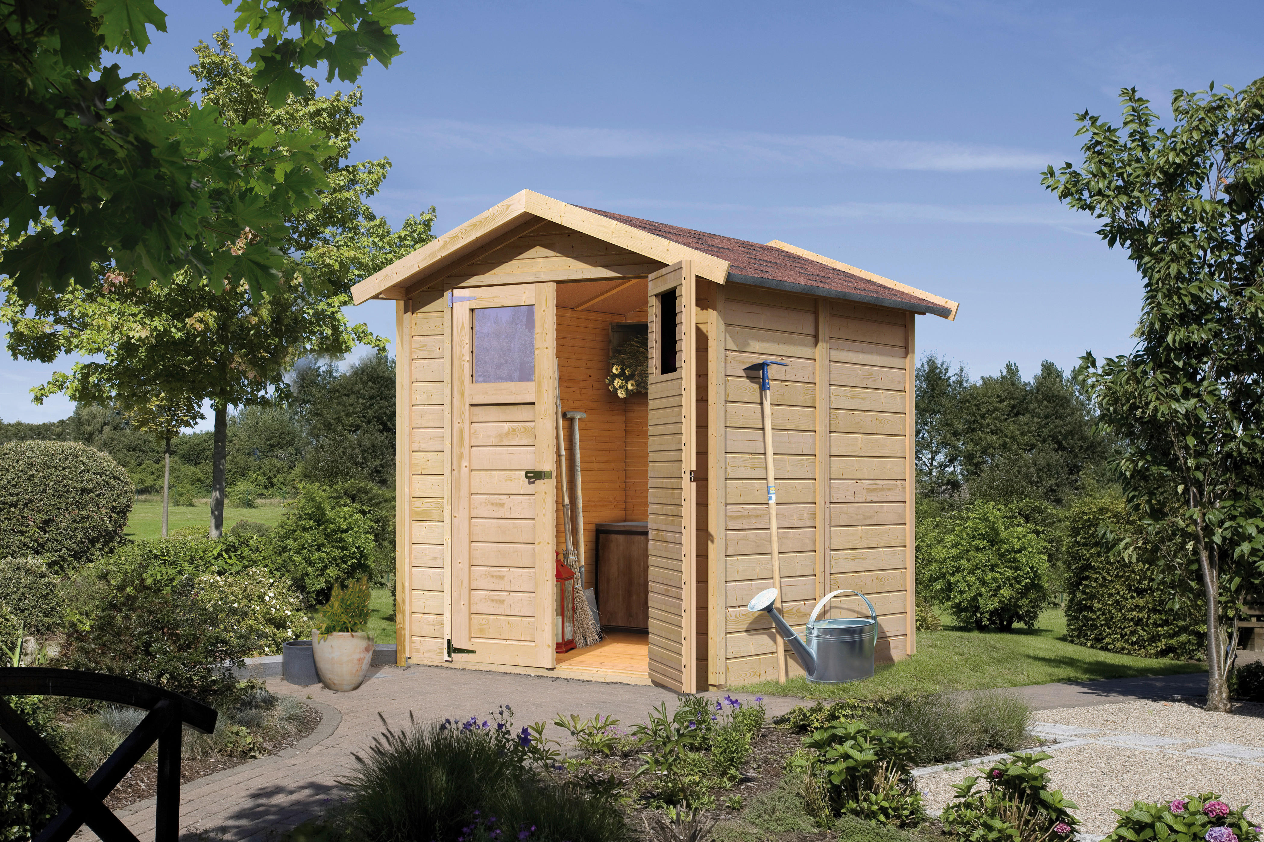 Karibu Gartenhaus Tito 3 natur B/H/T: ca. 180x222x184 cm Tito 3 - natur (180,00/222,00/184,00cm) - Karibu