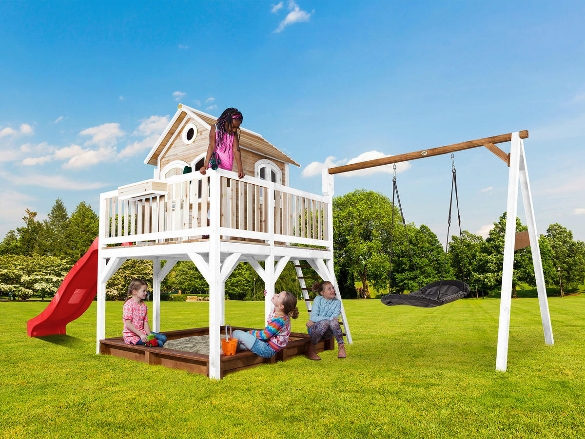 AXI Spielhaus Liam braun B/H/L: ca. 613x291x277 cm Liam - braun/weiß (277,00/613,00/291,00cm) - AXI