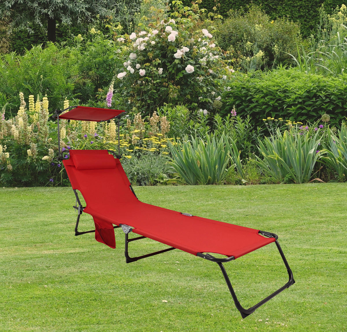 VCM Sonnenliege Bindox rot Stahl B/H/L: ca. 55x24x185 cm Bindox - rot (185,00/55,00/24,00cm) - VCM