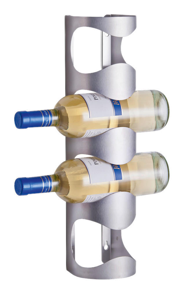 Zeller Wand-Flaschenhalter silber Edelstahl B/H/T: ca. 12x45x10 cm Wand-Flaschenhalter - silber (12,00/45,00/10,00cm) - Zeller