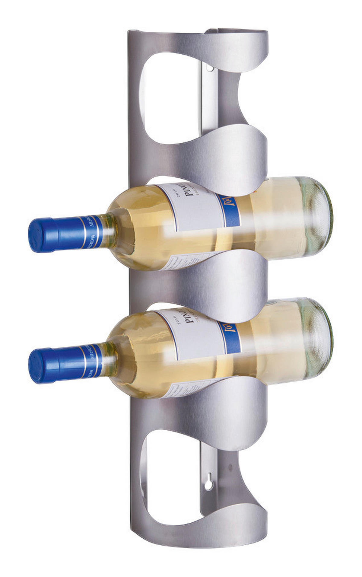 Zeller Wand-Flaschenhalter silber Edelstahl B/H/T: ca. 12x45x10 cm Wand-Flaschenhalter - silber (12,00/45,00/10,00cm) - Zeller