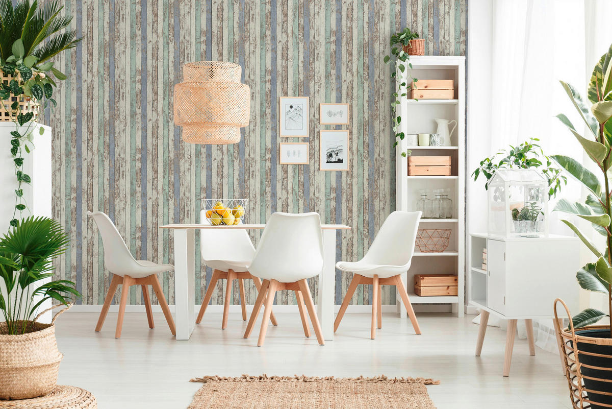 A.S.Creation Vliestapete Elements Holzoptik blau B/L: ca. 53x1005 cm Elements - blau (53,00/1005,00cm) - A.S.Creation