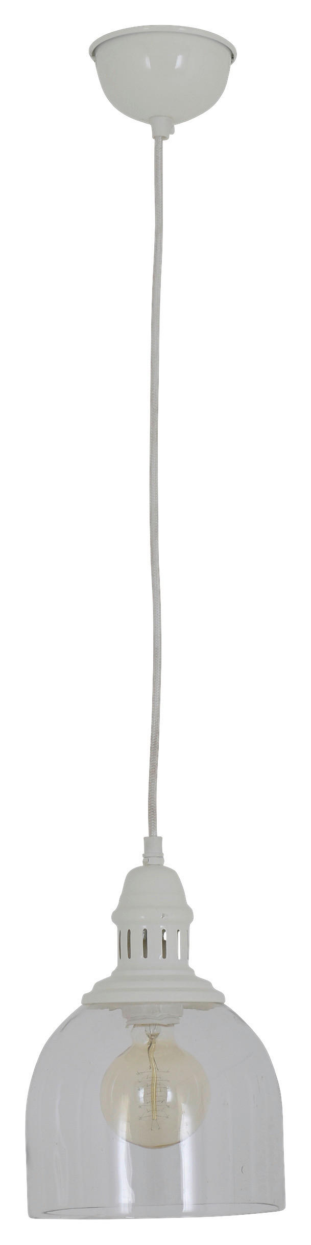 Näve Leuchten Pendelleuchte 6074123 weiß Metall Glas B/H/T: ca. 18,5x110x18,5 cm E27 1 Brennstellen Mumbai - weiß (18,50/110,00/18,50cm) - Näve Leuchten