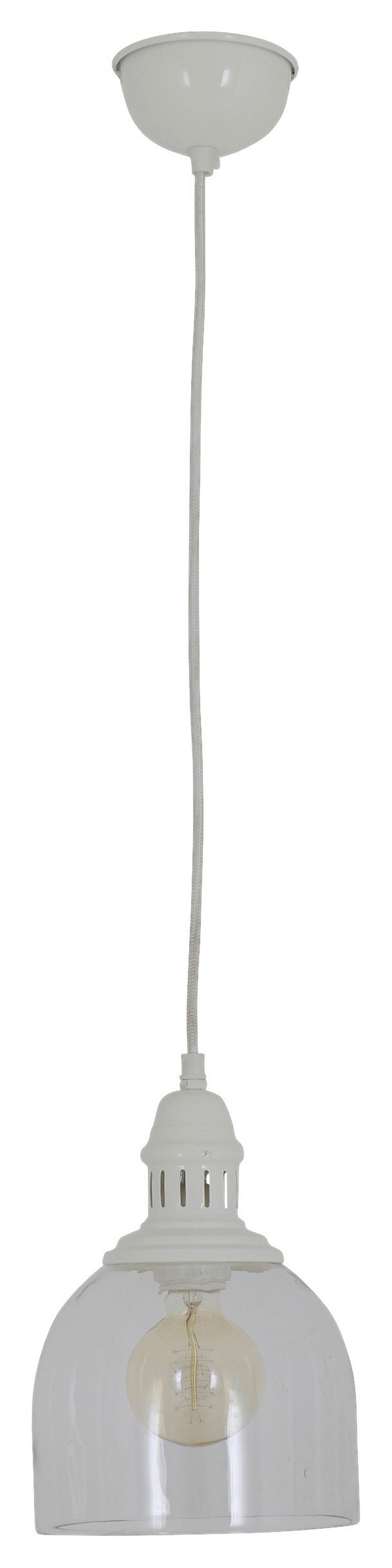 Näve Leuchten Pendelleuchte 6074123 weiß Metall Glas B/H/T: ca. 18,5x110x18,5 cm E27 1 Brennstellen Mumbai - weiß (18,50/110,00/18,50cm) - Näve Leuchten