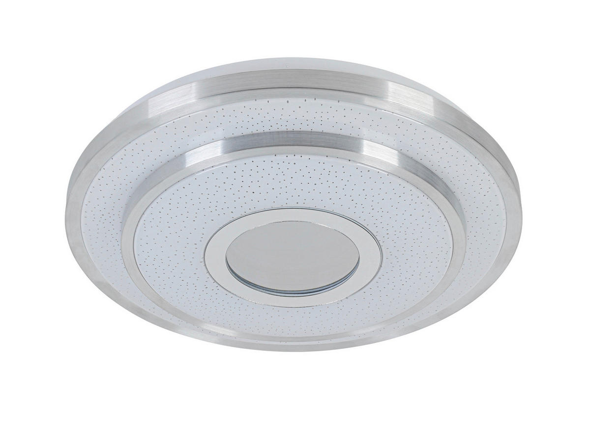 Nolo LED Deckenleuchte Chrom weiß Kunststoff Metall B/H/L: ca. 38x7,5x38 cm null 2 Brennstellen LED-Deckenleuchte_Nici - weiß/Chrom (38,00/38,00/7,50cm) - Nolo