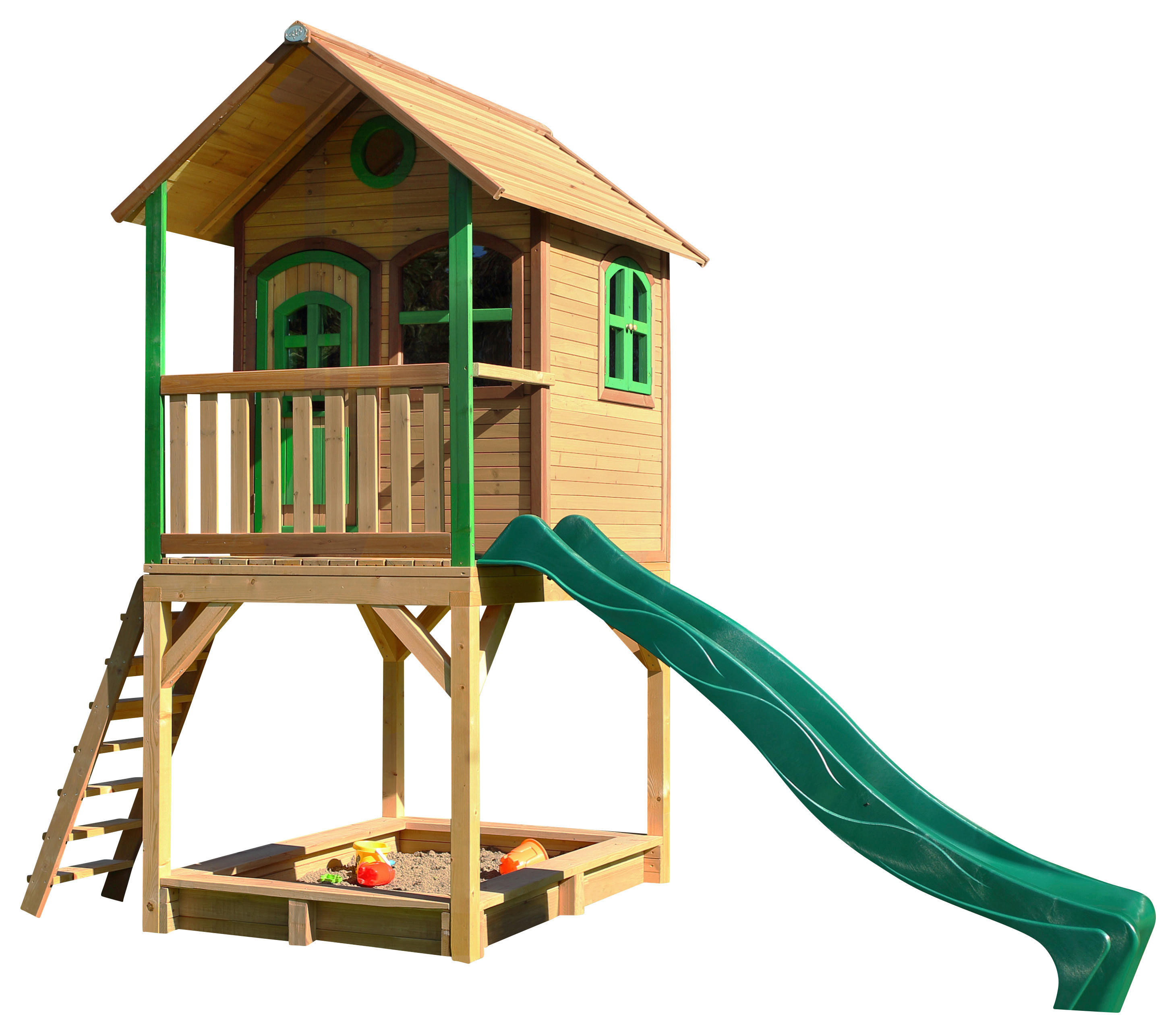 AXI Spielhaus Sarah braun B/H/L: ca. 370x291x191 cm Sarah - braun/grün (191,00/370,00/291,00cm) - AXI