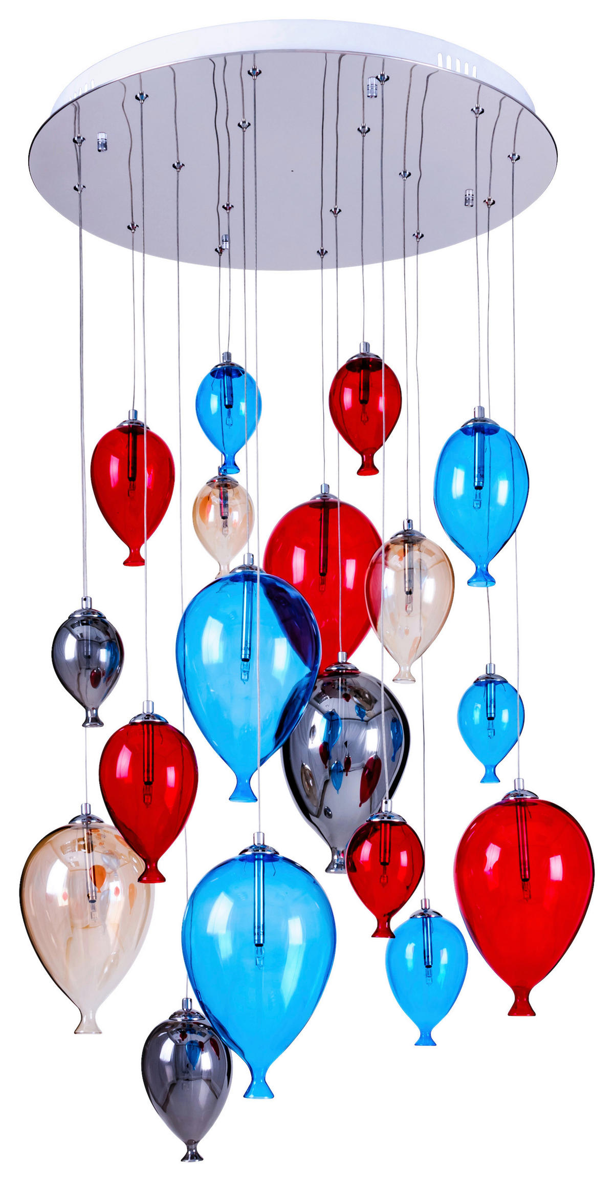 SPOT Light Pendelleuchte Balloon silber multicolor H/D: ca. 160x60 cm null 18 Brennstellen Balloon - multicolor/silber (60,00/160,00cm) - SPOT Light