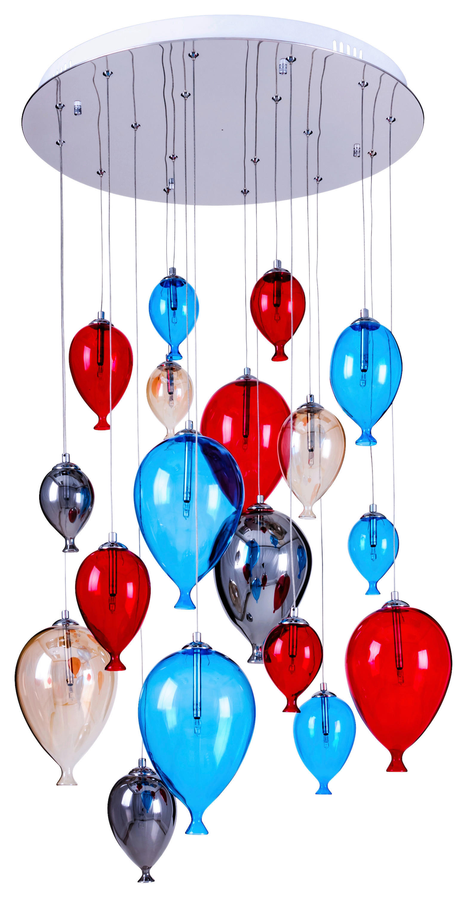 SPOT Light Pendelleuchte Balloon silber multicolor H/D: ca. 160x60 cm null 18 Brennstellen