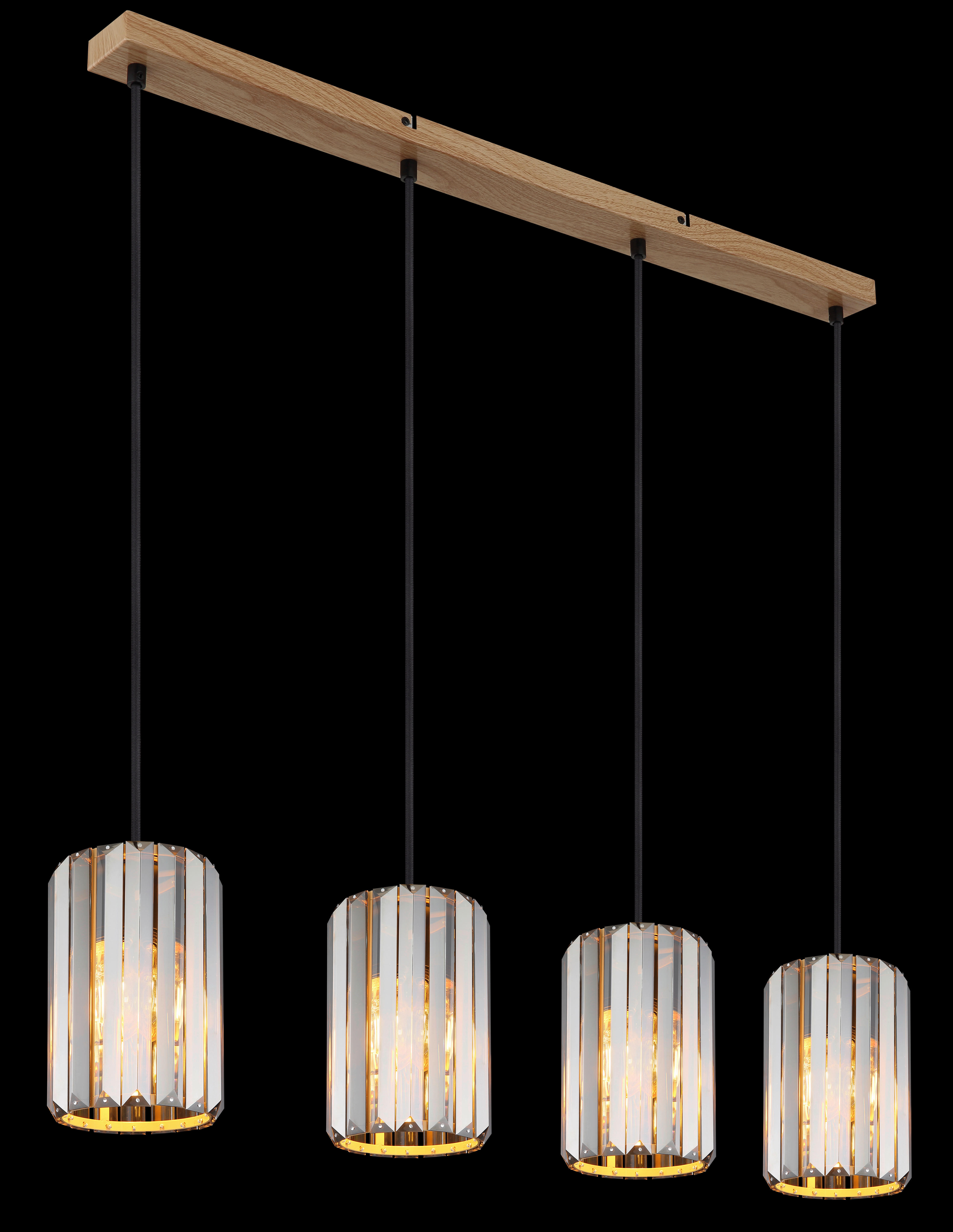 GLOBO Pendelleuchte RUN 30220446 schwarz braun Rauch Glas Metall B/H/L: ca. 88x120x13,5 cm E27 4 Brennstellen RUN - braun/schwarz (13,50/88,00/120,00cm) - GLOBO