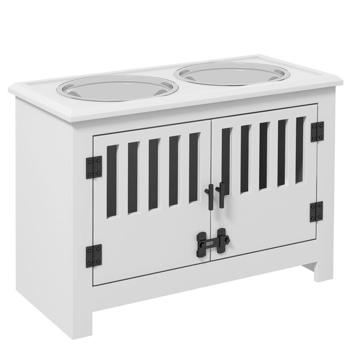 PawHut Futterstation weiß Stahl B/H/L: ca. 30x43x60 cm Futterstation - weiß (60,00/30,00/43,00cm) - PawHut