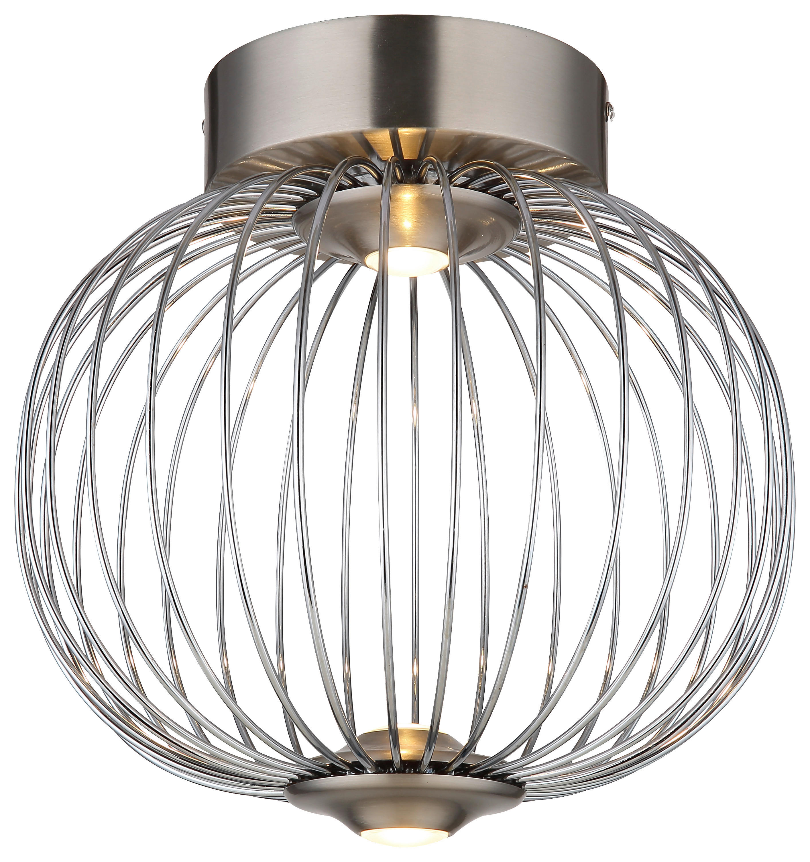 GLOBO LED-Deckenleuchte nickel matt Chrom Aluminium Metall H/D: ca. 30x30 cm GALWAY - nickel matt/Chrom (30,00/30,00cm) - GLOBO