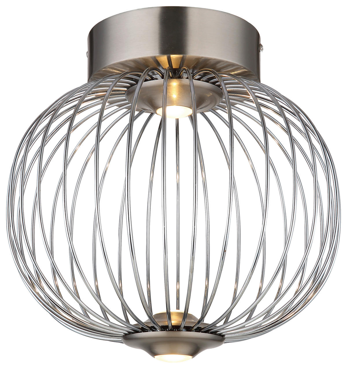 GLOBO LED-Deckenleuchte nickel matt Chrom Aluminium Metall H/D: ca. 30x30 cm GALWAY - nickel matt/Chrom (30,00/30,00cm) - GLOBO