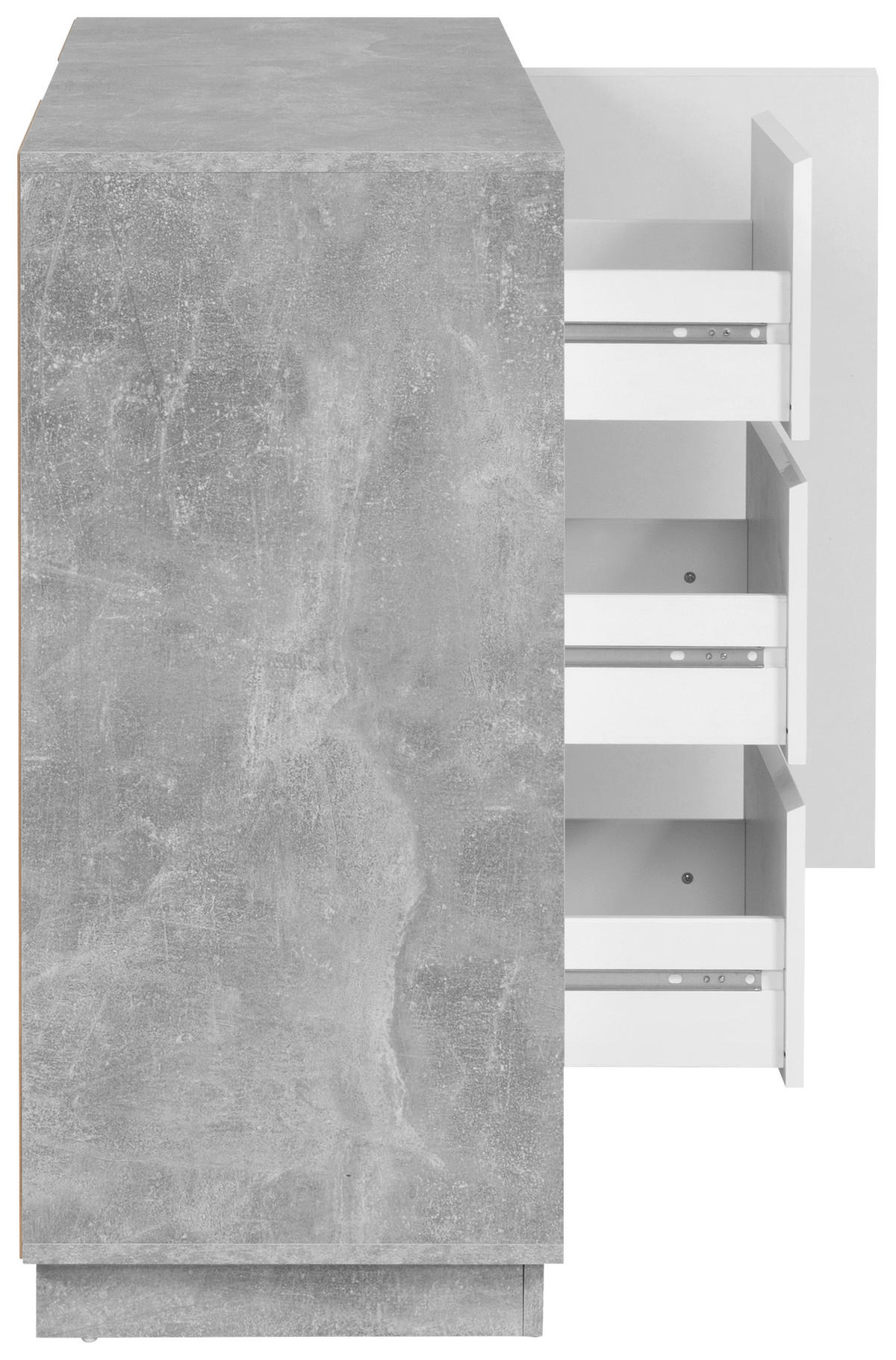 Kommode Phoenix Beton Optik weiß glänzend B/H/T: ca. 117x88x40 cm Phoenix - Beton/weiß (117,00/88,00/40,00cm)